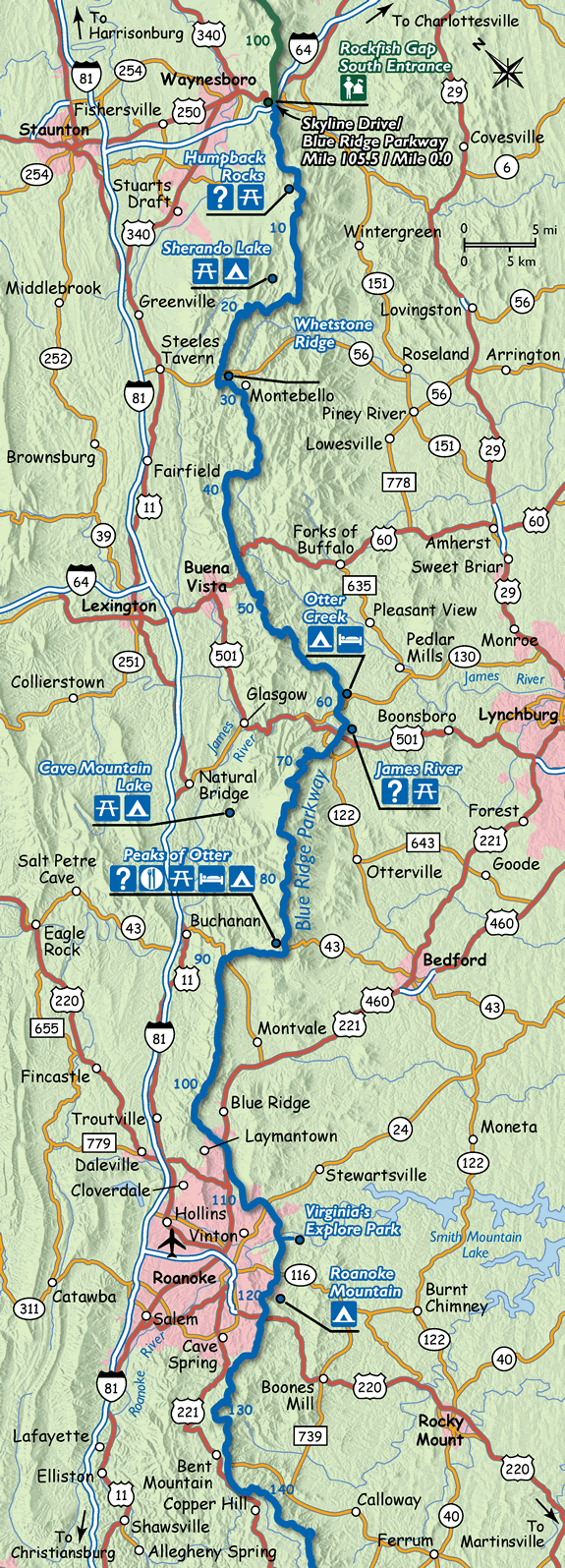 Blue Ridge Parkway Map Blue Ridge Parkway Overlooks